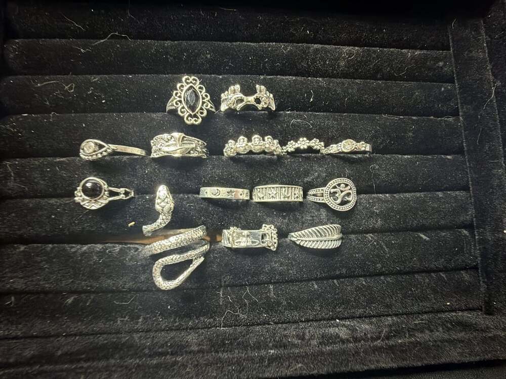 Boho Gothic Silver Plated Ring Set